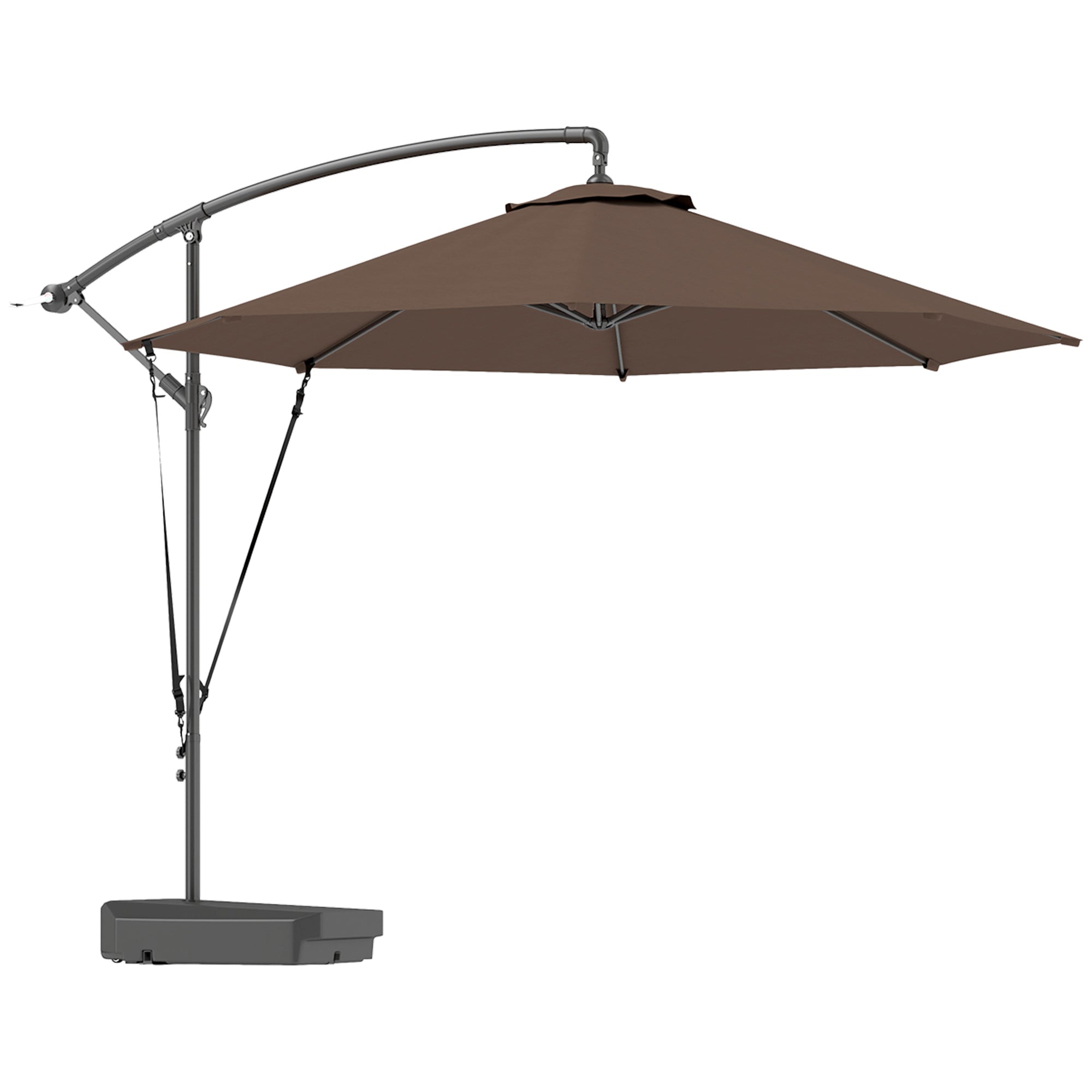 Outsunny Garden Cantilever Parasol with Cover Weighted Base Wind Strap