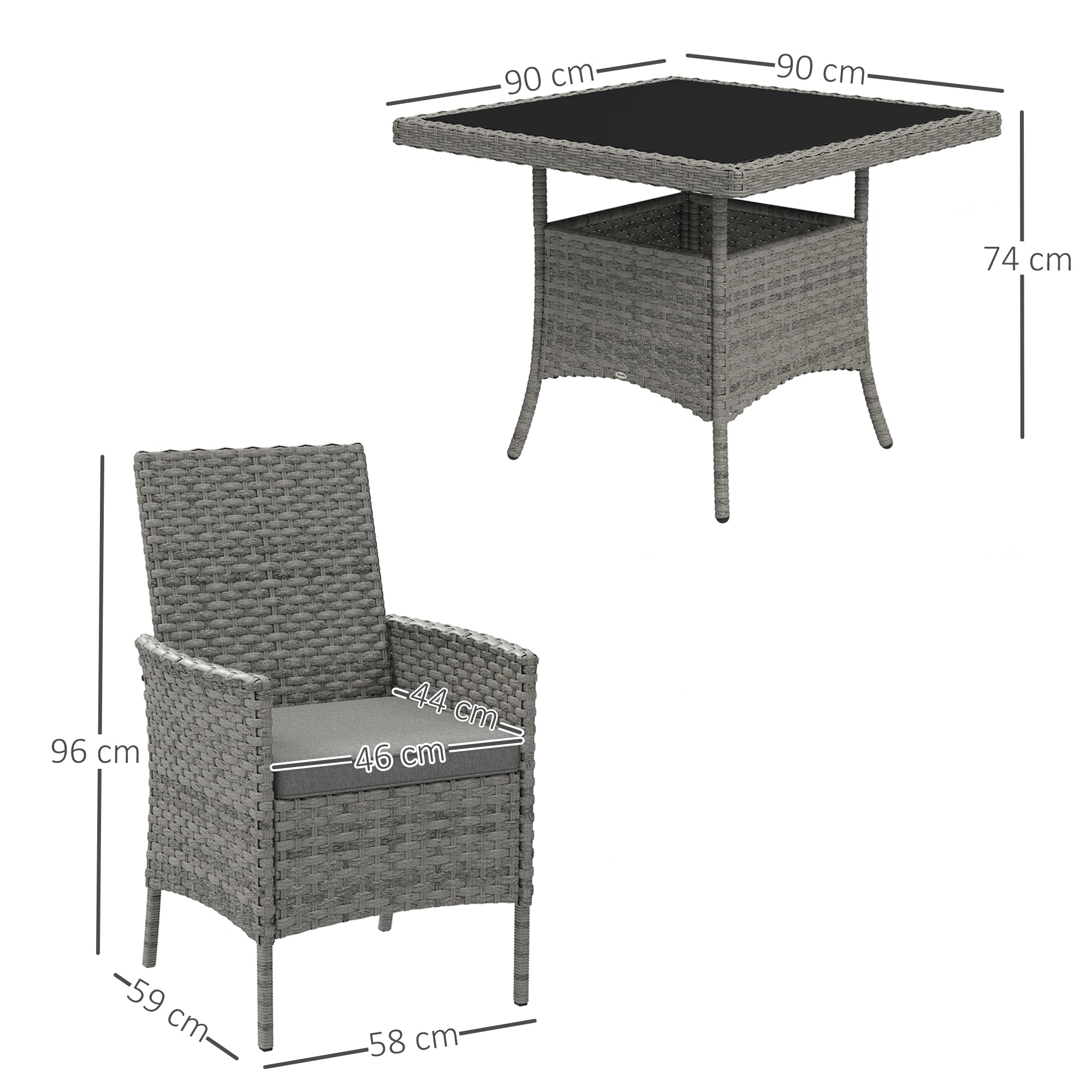Outsunny 4 Seater Rattan Garden Furniture Set with Cushion