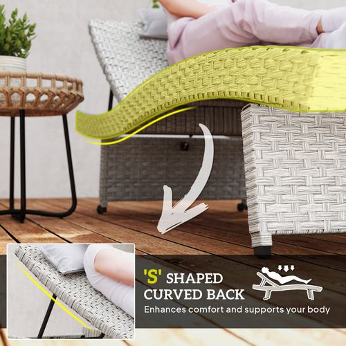 Outsunny PE Rattan Sun Lounger with 4-Level Adjustable Backrest