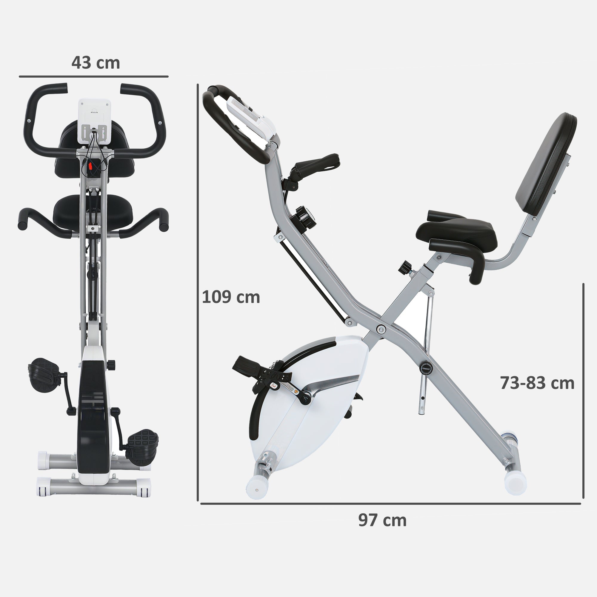 SPORTNOW Folding Exercise Bike with Arm Bands and Hand Pulse Sensor