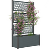 Outsunny Garden Planter Box with Trellis, Rattan Raised Bed