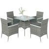 Outsunny Rattan Dining Set with Parasol Hole, Garden Table and Chairs