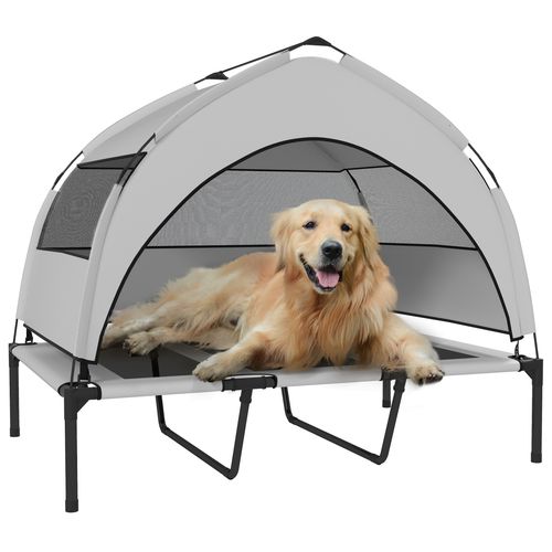 PawHut Portable Elevated Dog Bed with Removable Canopy