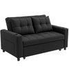HOMCOM 2 Seater Pull Out Sofa Bed with Pockets for Living Room Beige