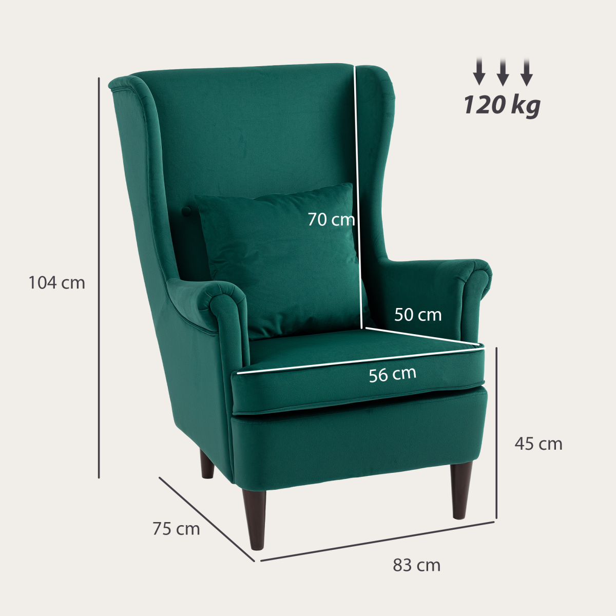 HOMCOM Wingback Chair, Modern Accent Chair for Living Room Bedroom
