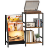 HOMCOM Record Player Stand, 3-Tier Side Table with Vinyl Record Storage