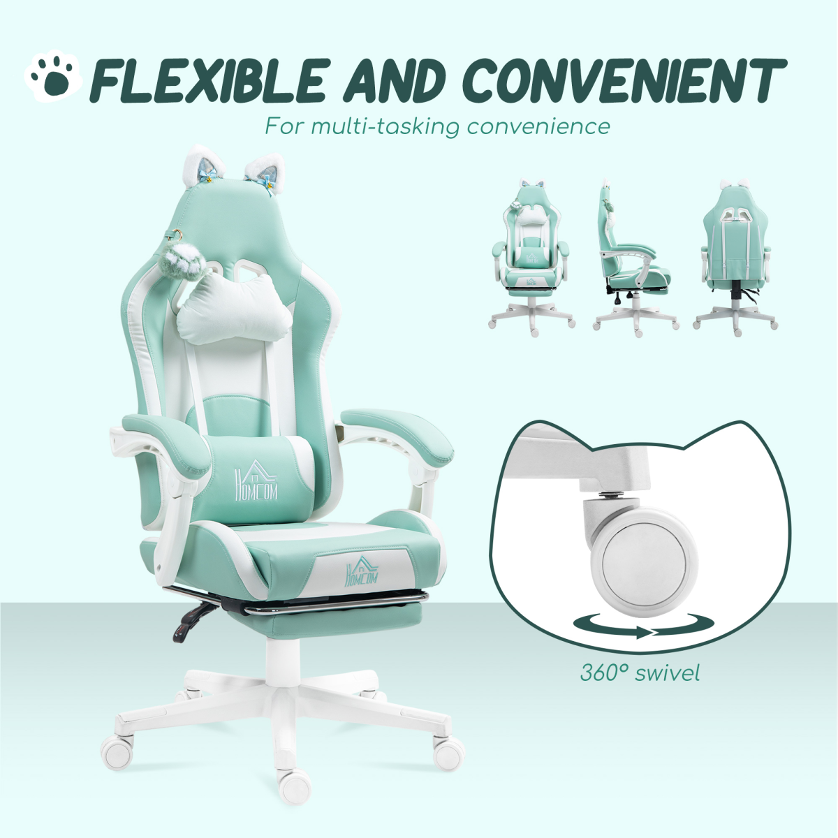 HOMCOM Gaming Chair with Footrest, Reclining Computer Chair