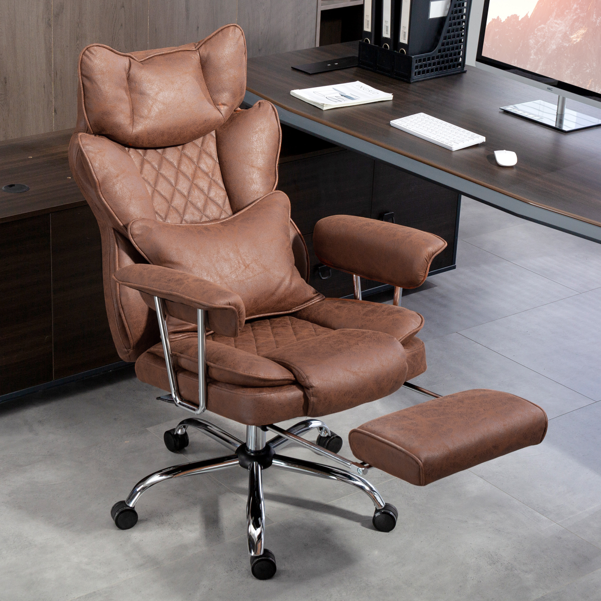 HOMCOM Office Chair, High Back Leathaire Desk Chair for Home