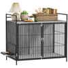 PawHut Dog Crate Furniture with Rotating Bowl Holder for Large Dogs