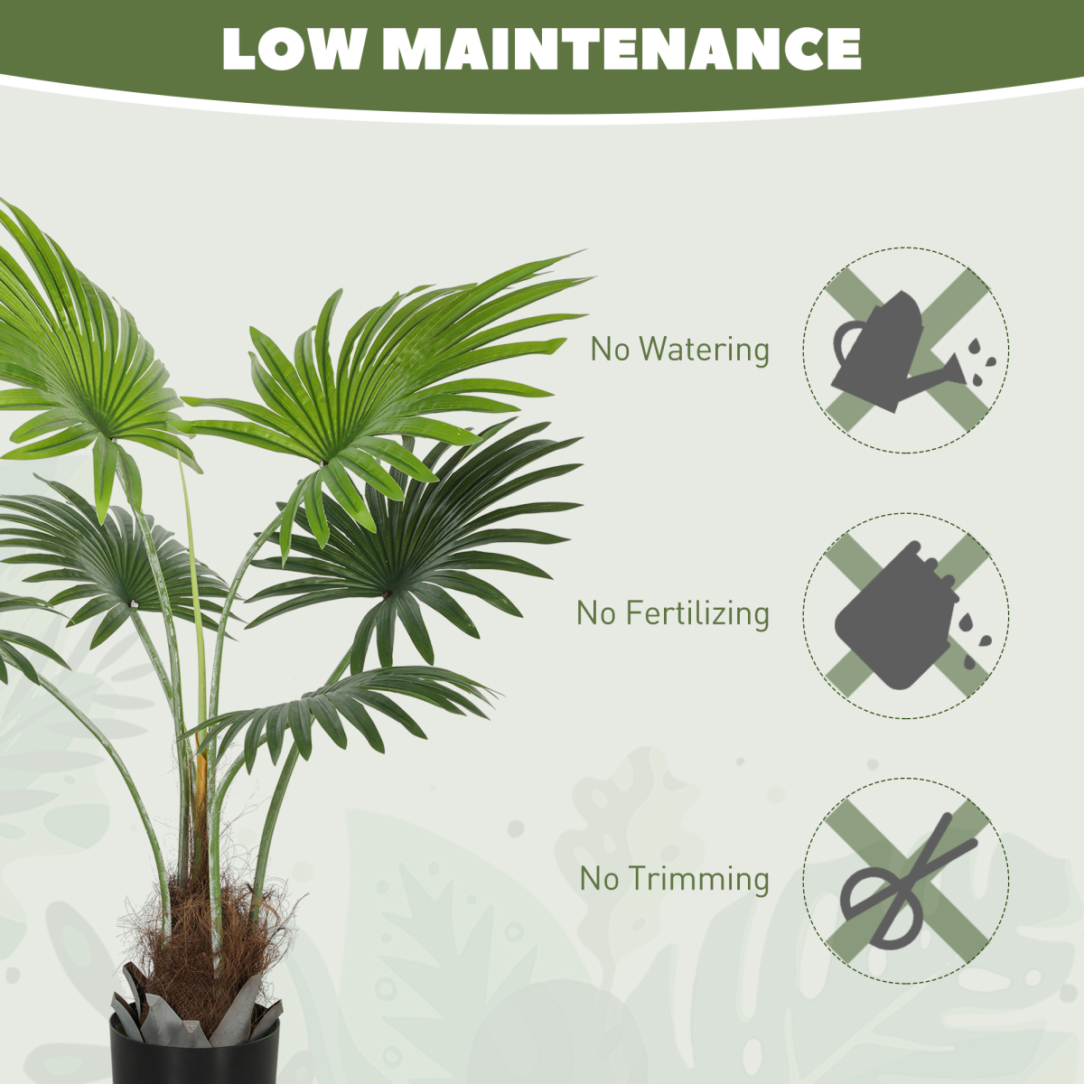 HOMCOM Artificial Plant with PEVA Leaves and Coconut Coir for Home Office