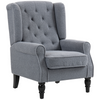 HOMCOM Accent Chair Wingback Armchair Retro Tufted Club Wood Fabric, Black