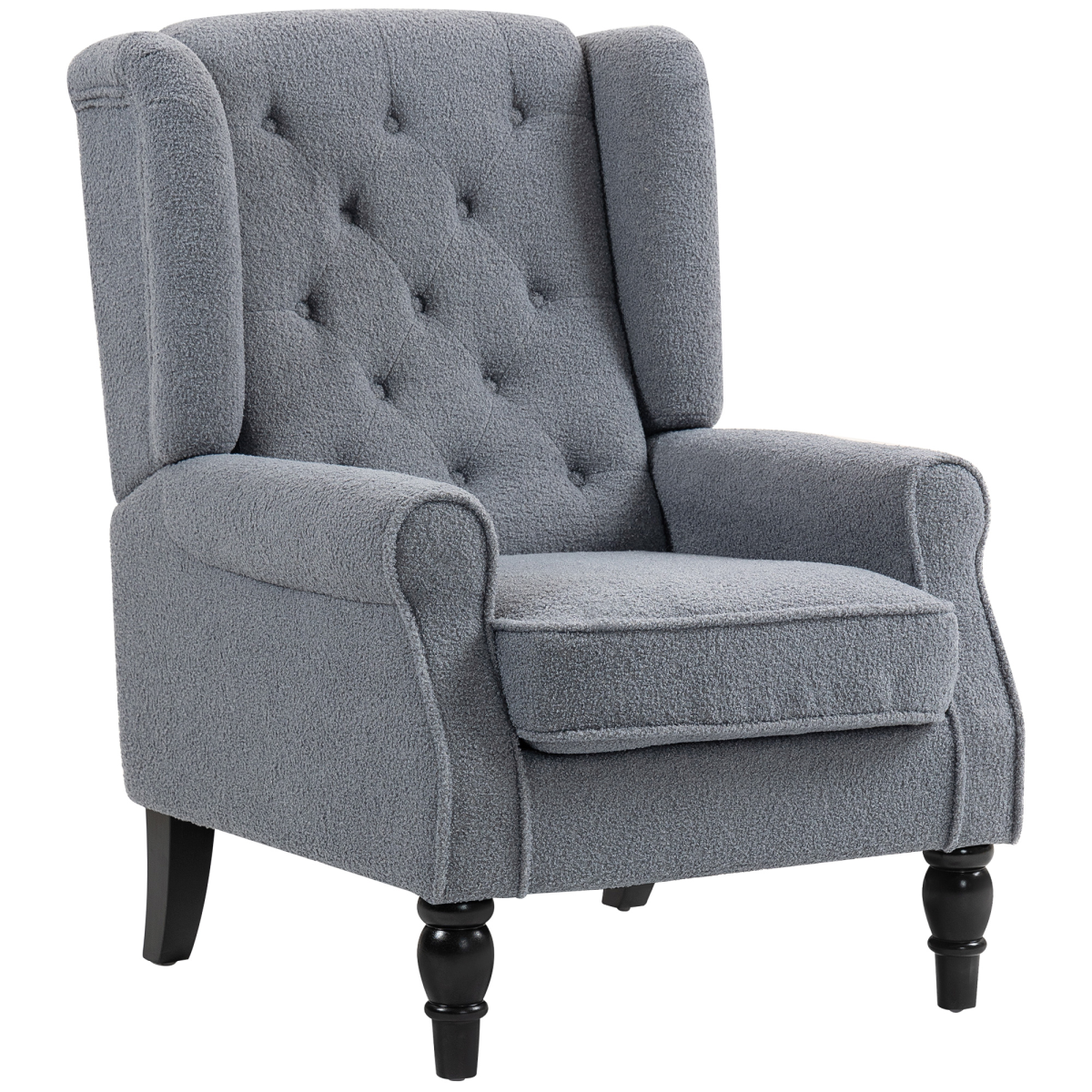 HOMCOM Accent Chair Wingback Armchair Retro Tufted Club Wood Fabric, Black