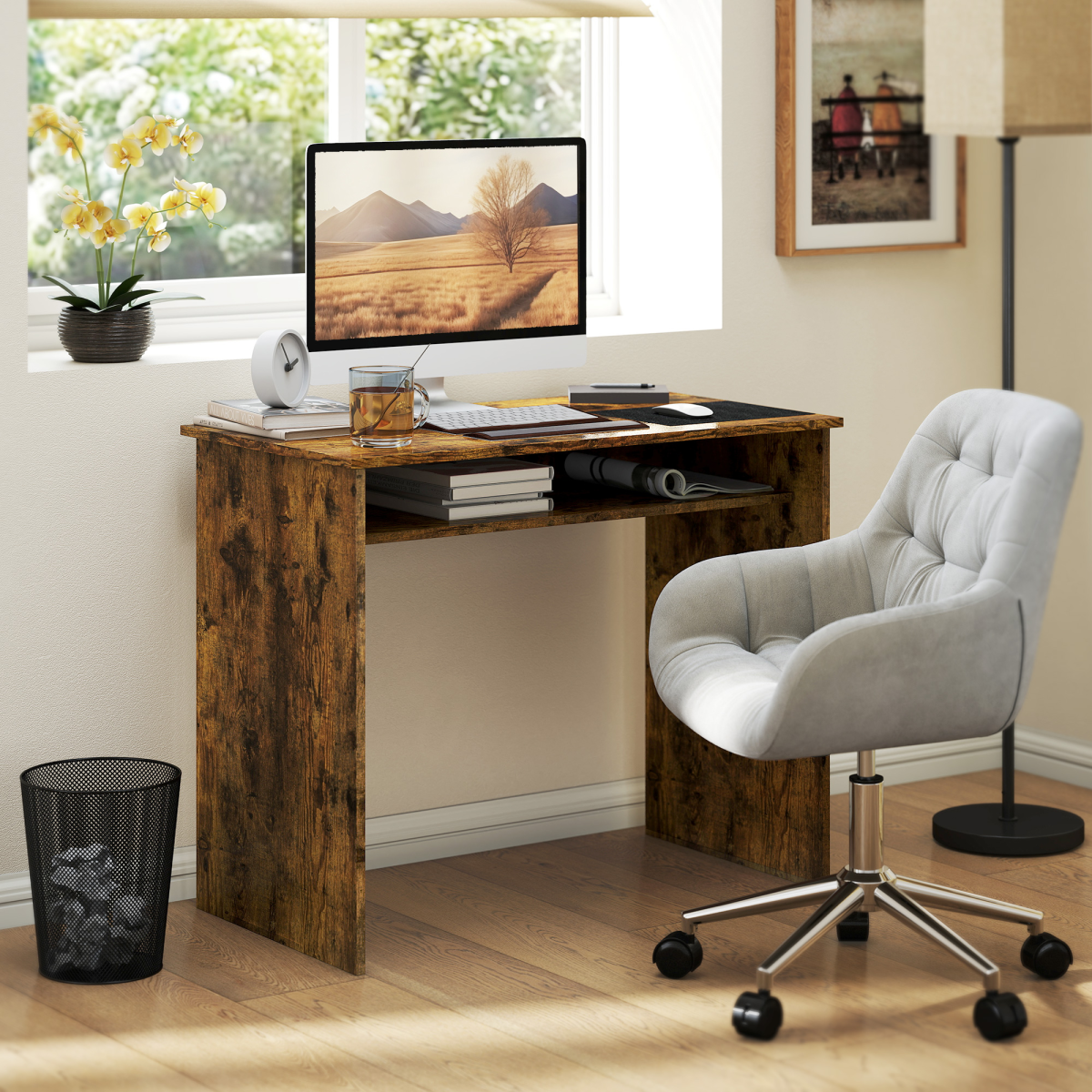 HOMCOM Computer Desk Writing Table Study Workstation Storage