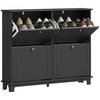 HOMCOM Narrow Shoe Cabinet with 4 Flip Drawers Adjustable Shelves, Black