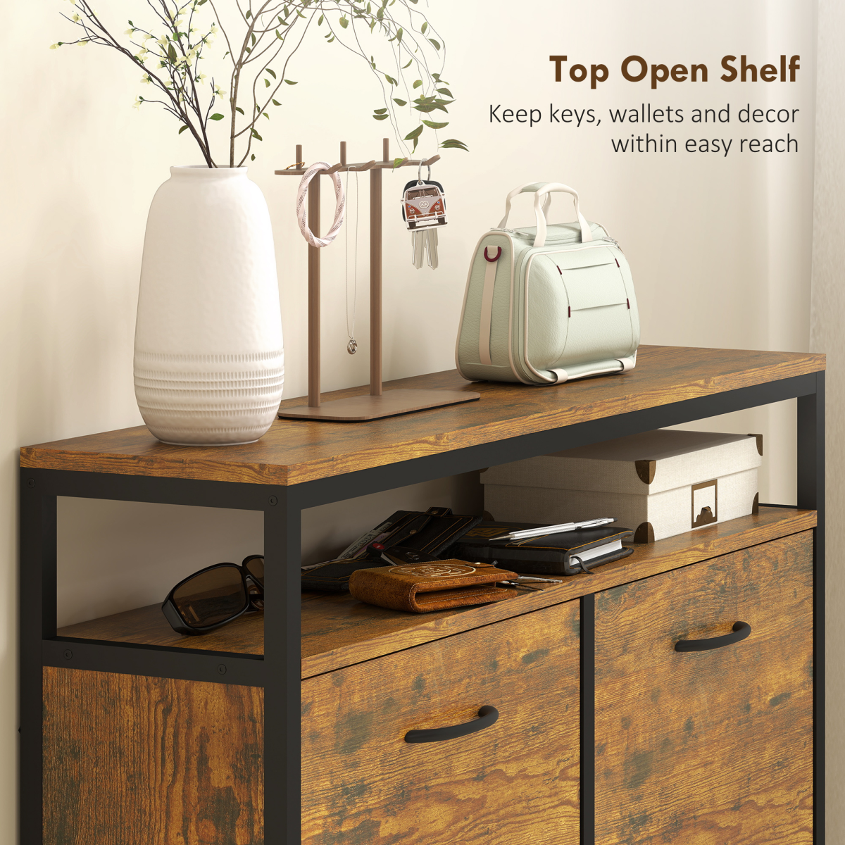 HOMCOM Shoe Cabinet with 4 Flip Drawers, Holds 12-20 Pairs, Cement Grey