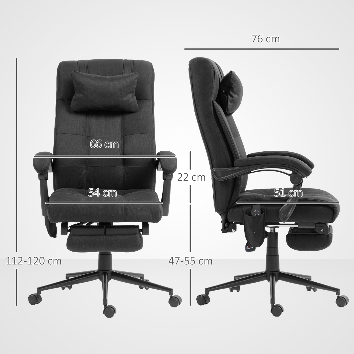 Vinsetto Fabric Vibration Massage Office Chair with Heat, Head Pillow