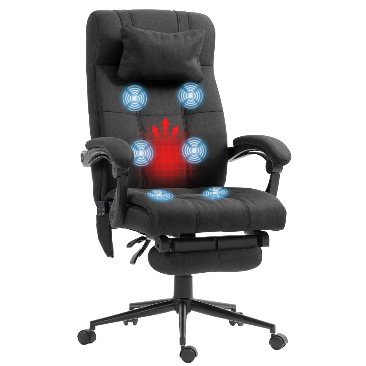 Vinsetto Fabric Vibration Massage Office Chair with Heat, Head Pillow