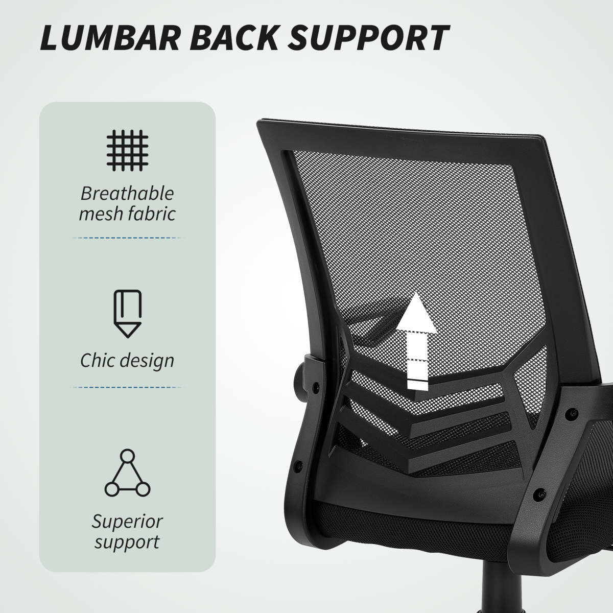 Vinsetto Mesh Swivel Office Chair Task Computer Chair w/ Lumbar Support