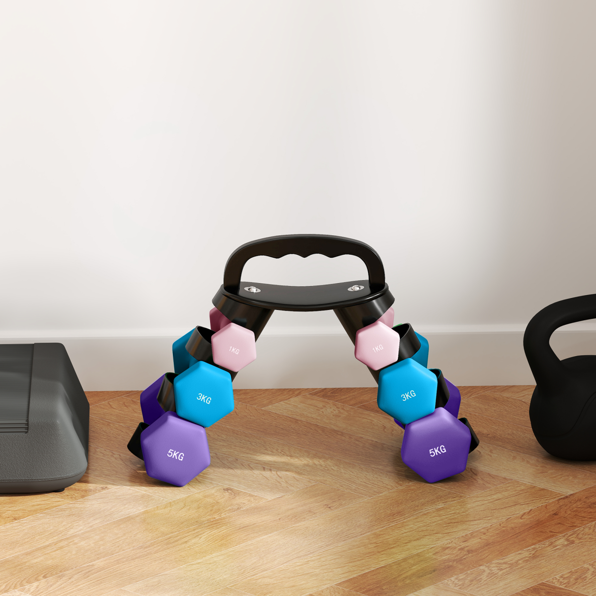 SPORTNOW Dumbbells Set with Storage Rack, 2 x 1kg, 2 x 3kg, 2 x 5kg