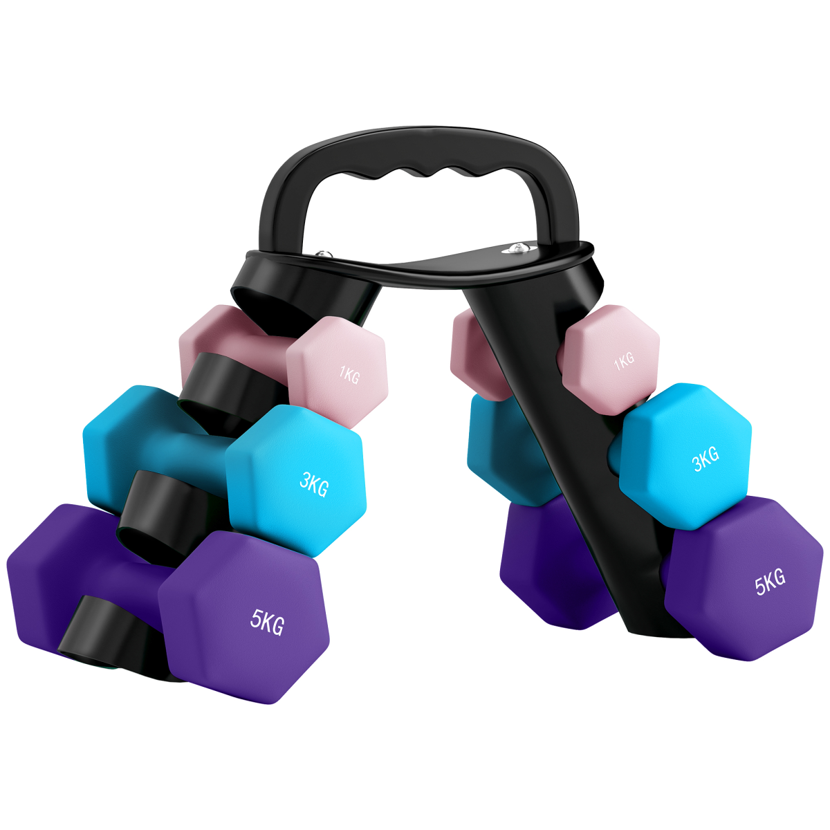 SPORTNOW Dumbbells Set with Storage Rack, 2 x 1kg, 2 x 3kg, 2 x 5kg