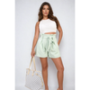 High Waist Tie Belt Paper Bag Shorts