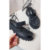 Faux Leather Strappy Lace Up Sandals