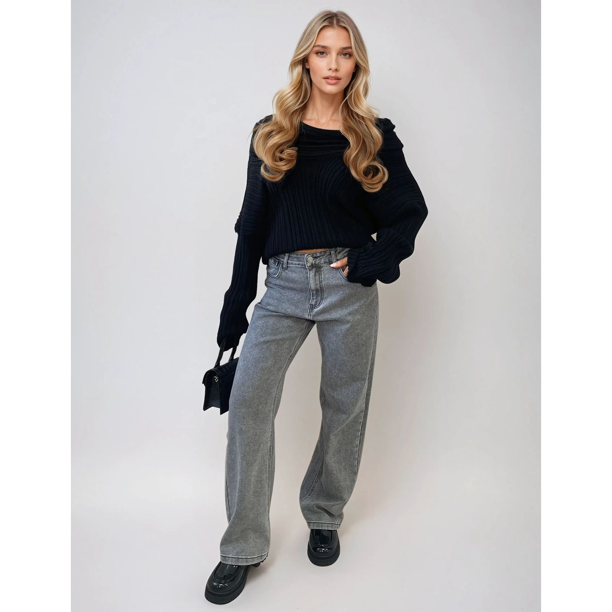 High Waist Loose Leg Jeans