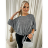 Shimmer Long Sleeve Tie Front Top