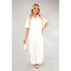 Collared Short Sleeve Sheer Maxi Shirt Dress with Textured Detail