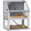 PawHut Wooden Hamster Cage w/ Detachable Bottom, Hut, Seesaw