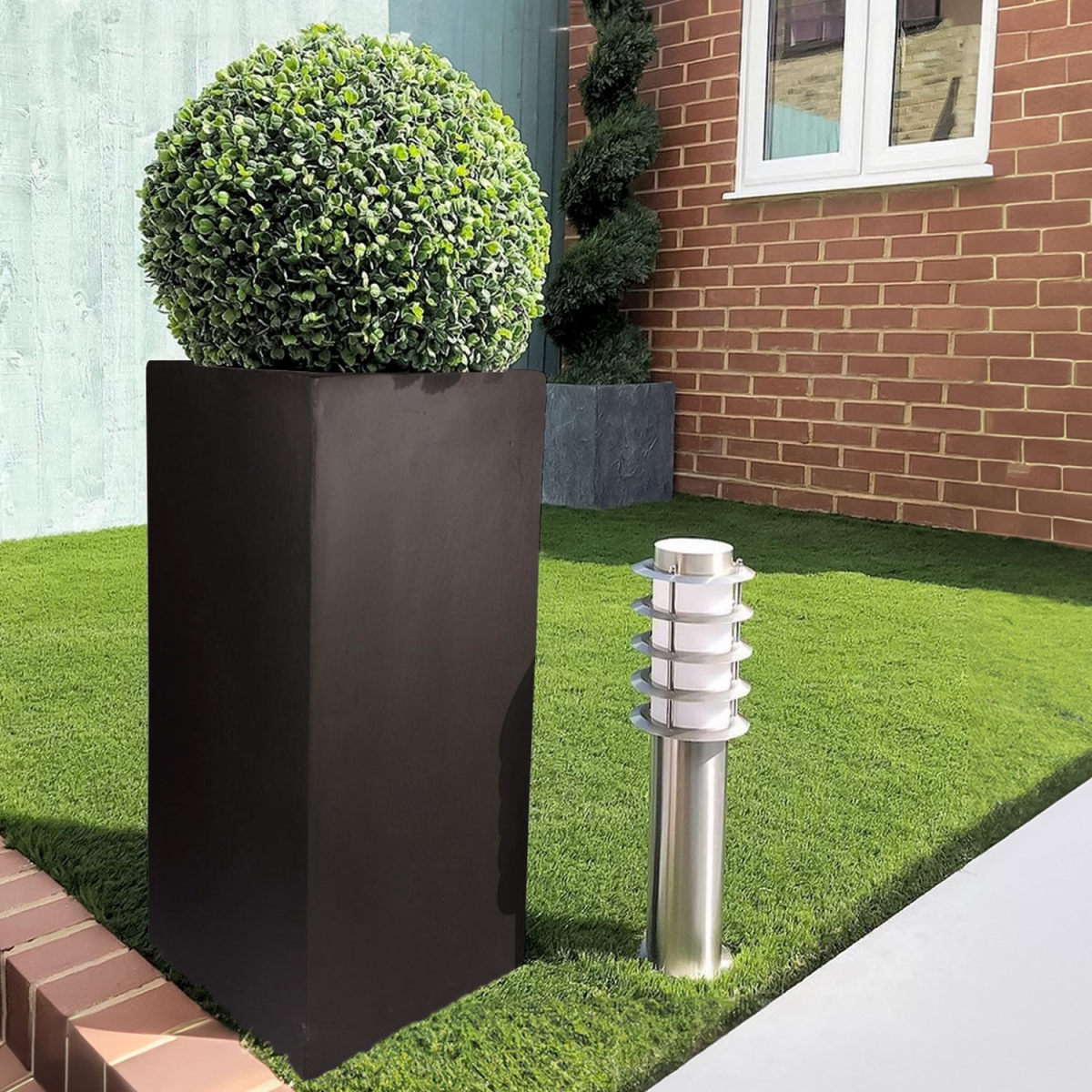 IDEALIST Lite Contemporary Light Concrete Garden Tall Square Planter, Outdoor Plant Pot H70 L33 W33 cm, 79L