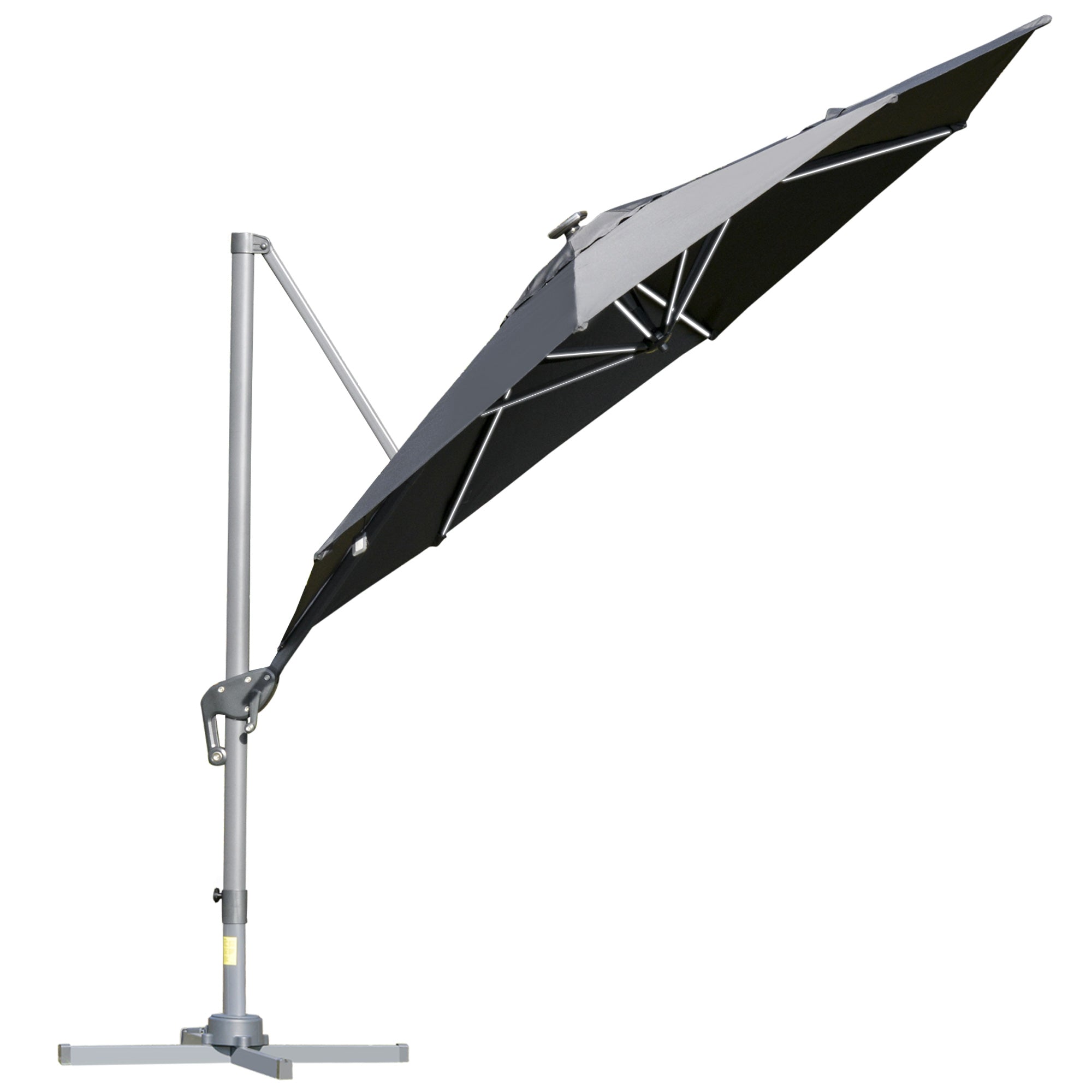 Outsunny 3m Solar LED Cantilever Parasol - Adjustable Garden Umbrella