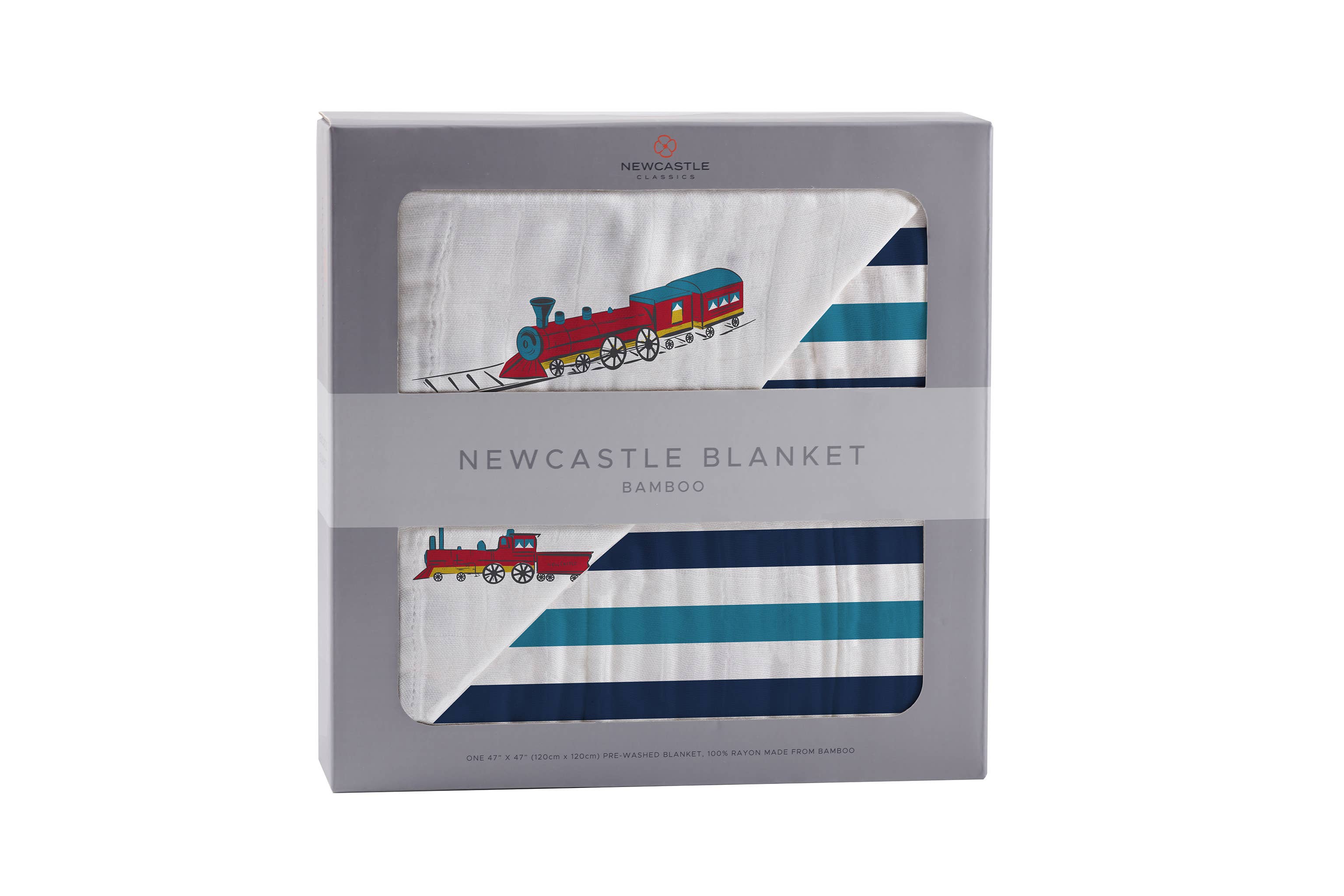 Vintage Steam Trains and Blue Stripe Newcastle Blanket
