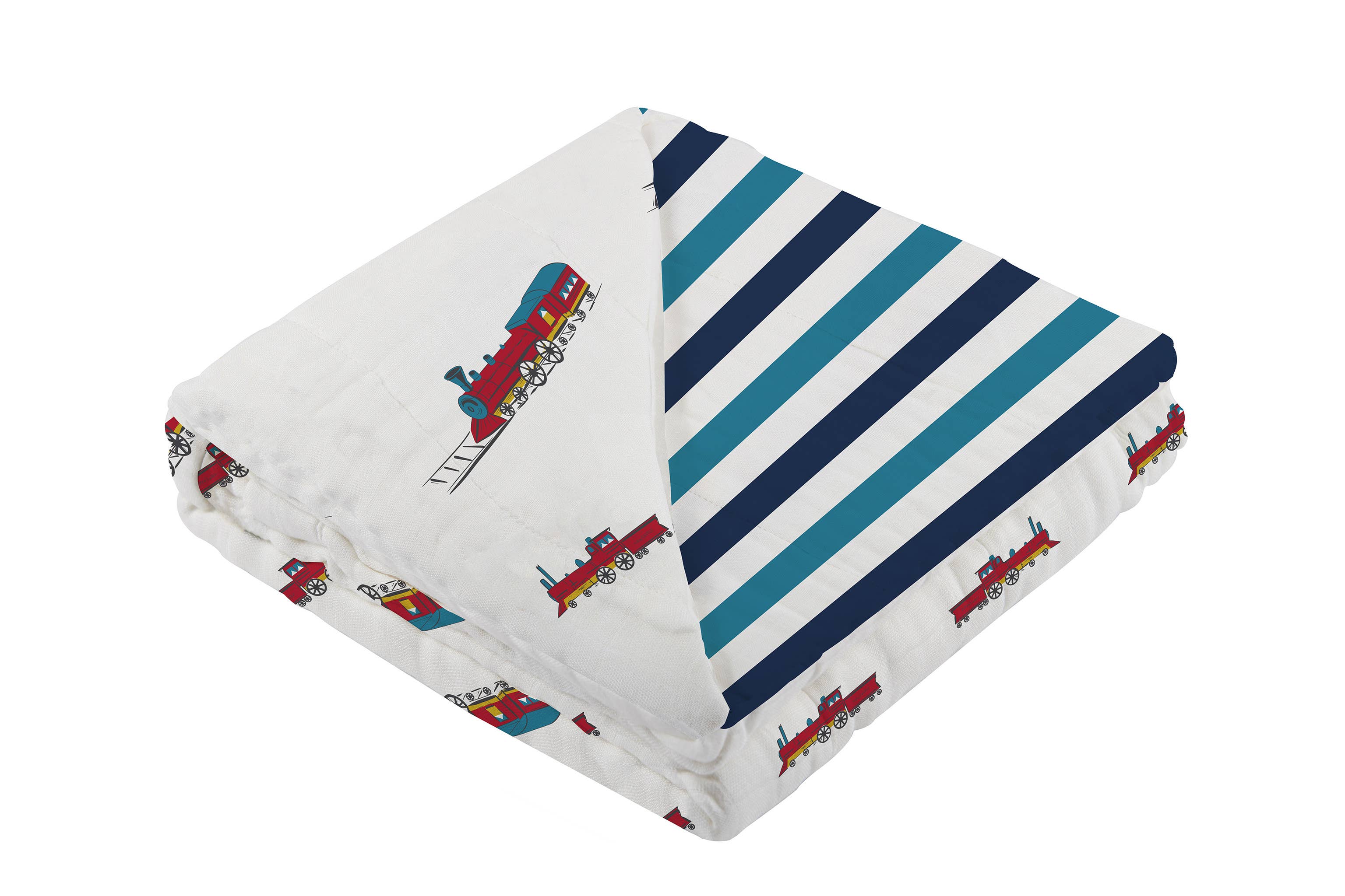 Vintage Steam Trains and Blue Stripe Newcastle Blanket
