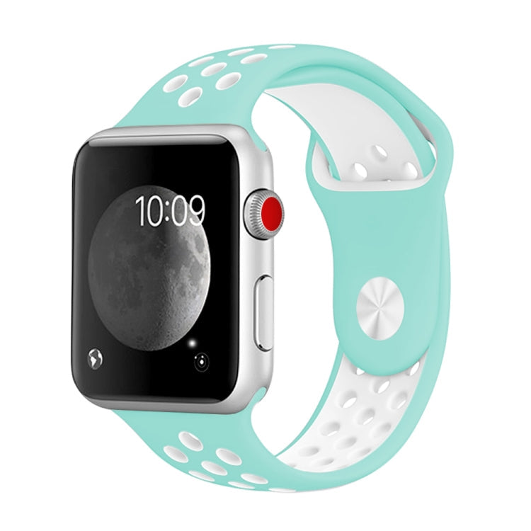 For Apple Watch Series 10 42mm / 9&8&7 41mm / SE 3&SE 2&6&SE&5&4 40mm / 3&2&1 38mm Fashionable Classical Silicone Sport Watch Band(Grey White), WA1230A, WA1230B, WA1230BG, WA1230BH, WA1230BL, WA1230BM, WA1230BR, WA1230BY, WA1230C, WA1230D, WA1230DW    ...
