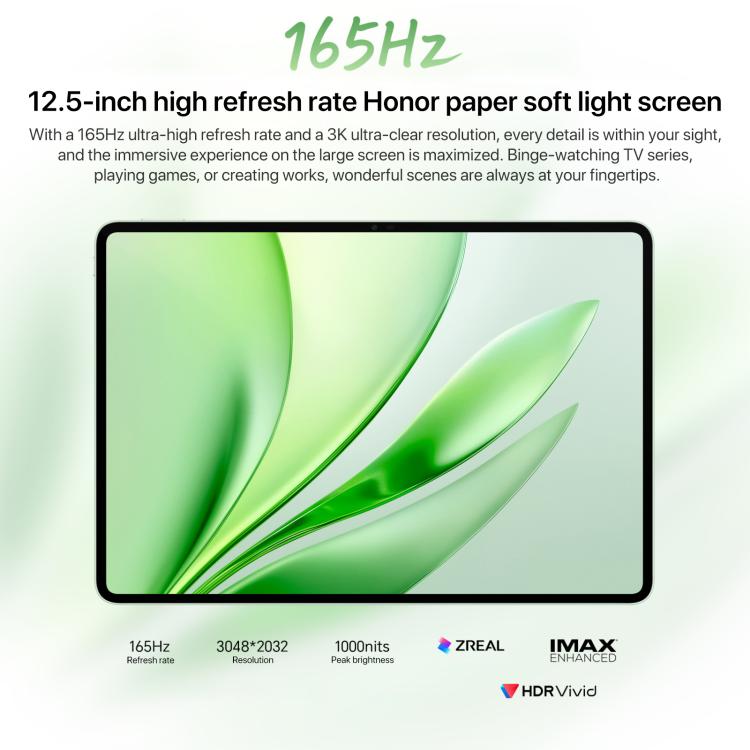 Honor MagicPad3 12.5 inch WiFi Tablet PC, 8GB+256GB MagicOS 9.0.1 Qualcomm Snapdragon 8 Gen3 Octa Core, 8GB+256GB