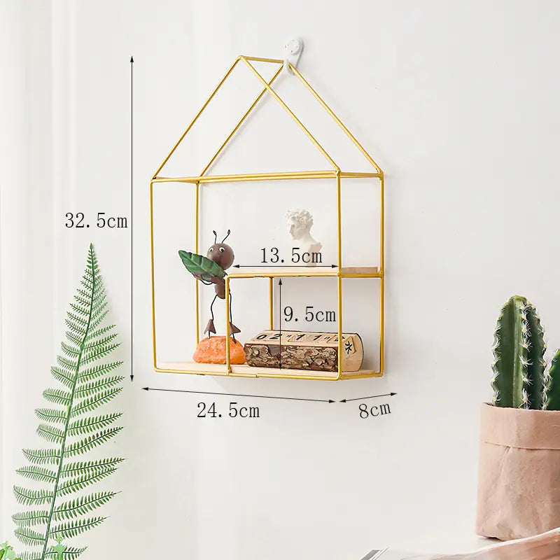 Nordic Iron Wall Shelf – Modern Metal & Wood Storage Rack for Home