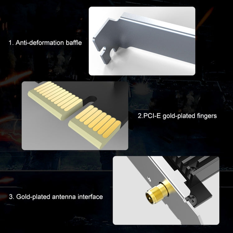 COMFAST CF-AX200 PRO 3000Mbps Bluetooth PCI-E Wifi Network Card Adapter with 2 Antennas, CF-AX200 PRO
