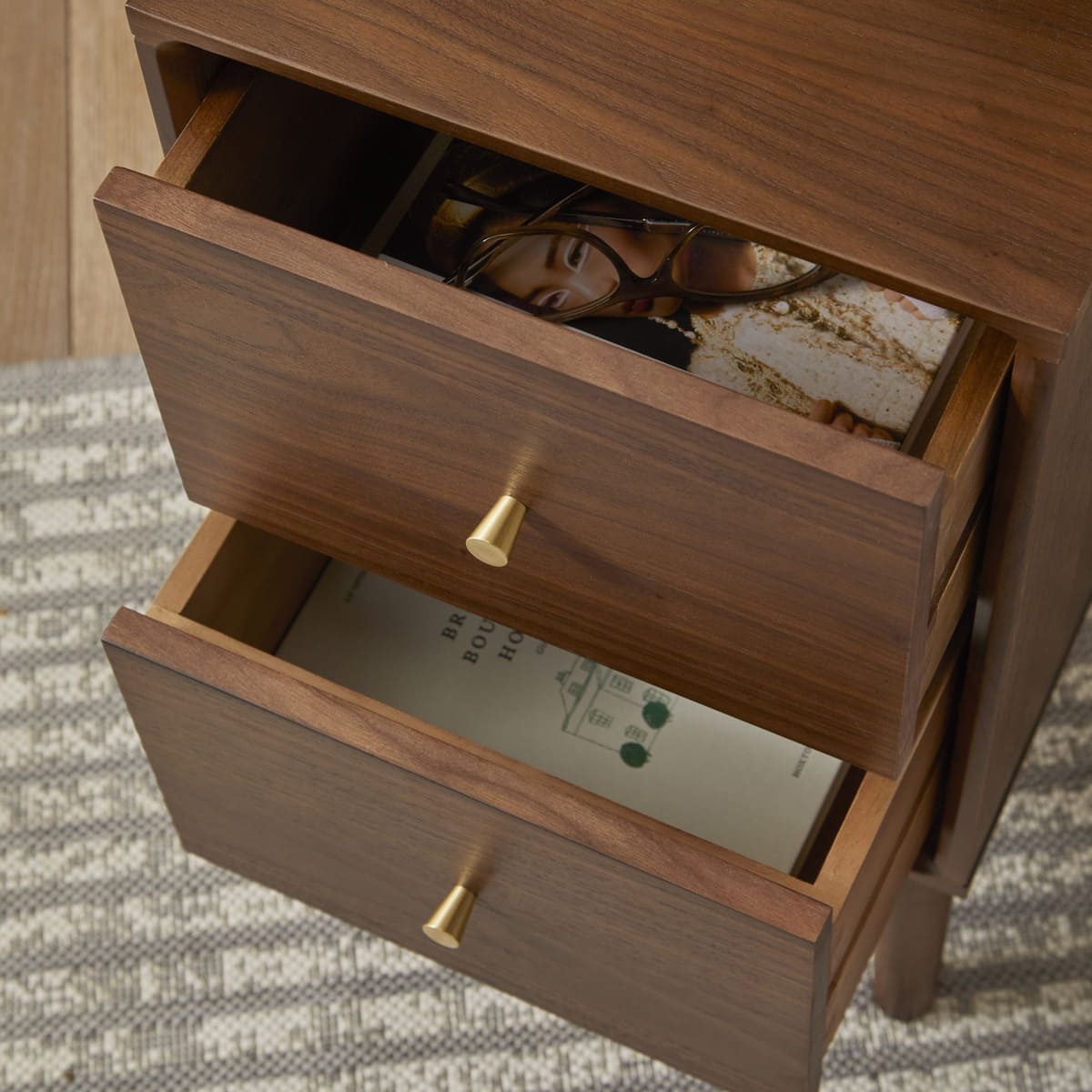 Wright Narrow Walnut Bedside Table