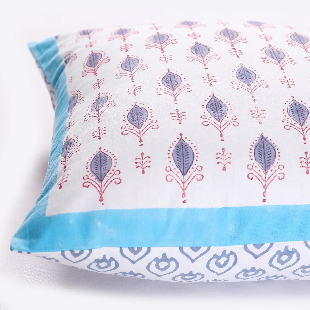 White & Blue Ethnic Motifs Cotton Square Cushion Covers