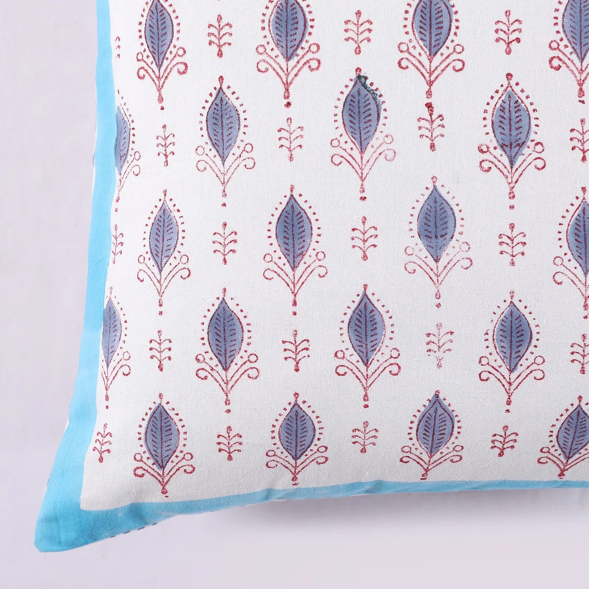 White & Blue Ethnic Motifs Cotton Square Cushion Covers