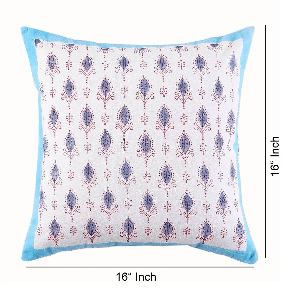 White & Blue Ethnic Motifs Cotton Square Cushion Covers