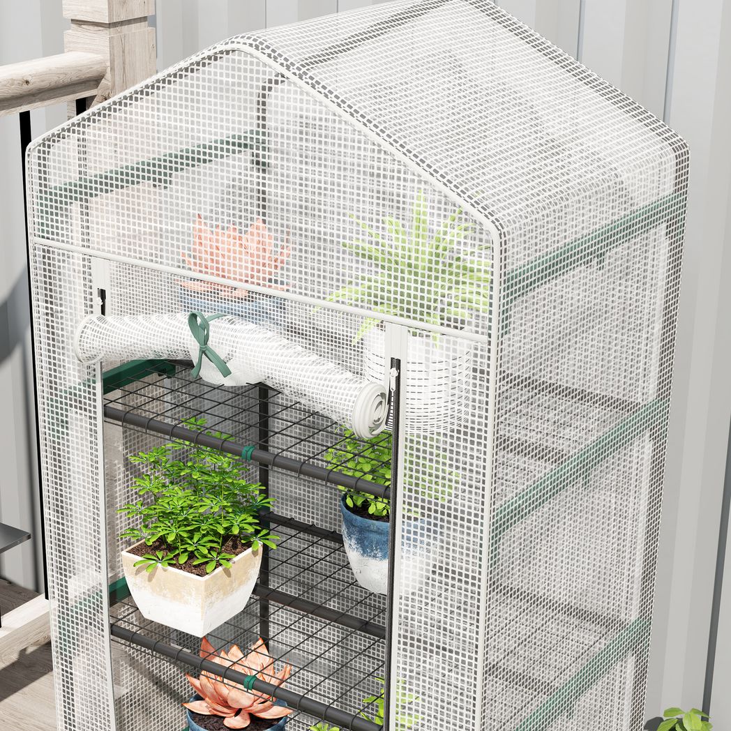 Outsunny 5 Tier Mini Greenhouse Grow House w/ Roll Up Door