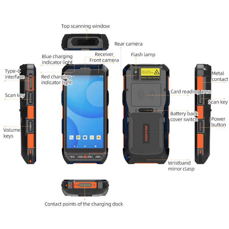 5.5 inch Android 10 IP65 Handheld Industrial Data Terminal Barcode Scanner, Style: RFID UHF, RFID UHF