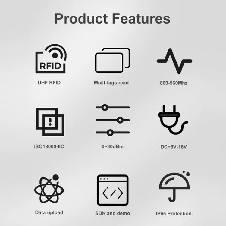 UHF Middle Range RFID Integrated Reader Identification Distance 0-5m, Style: Standard, Standard