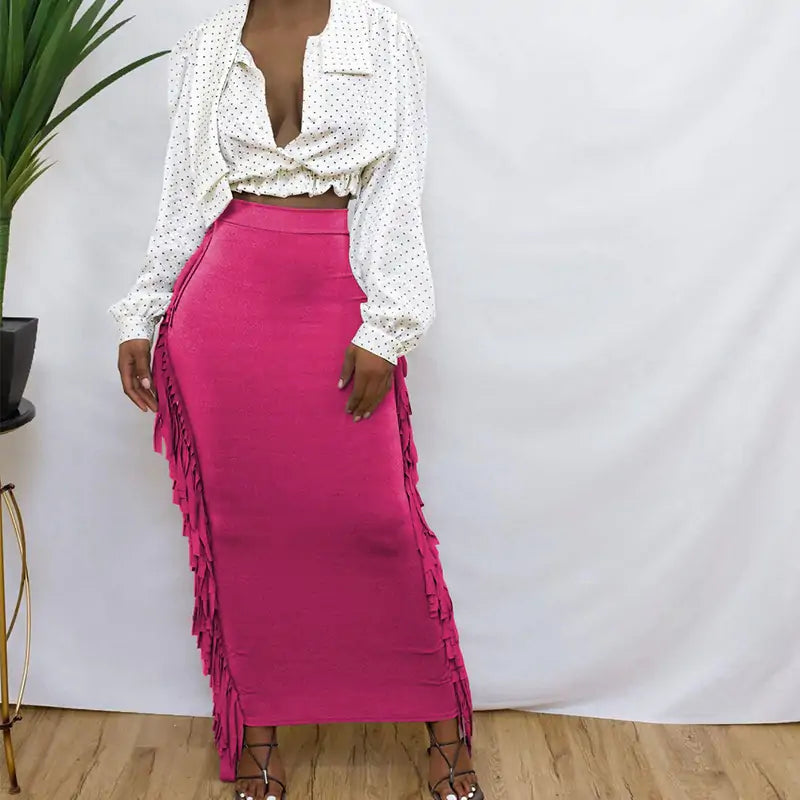 Elegant Women's Tassel Maxi Skirt - Lightweight Bohemian Style for Day or Night