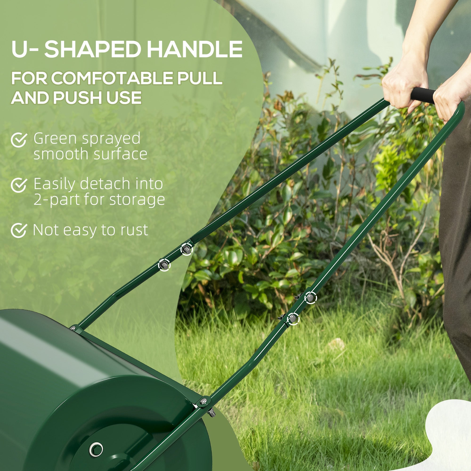 Outsunny 63 L Lawn Roller Large Heavy Duty Metal Sand or Water Filled
