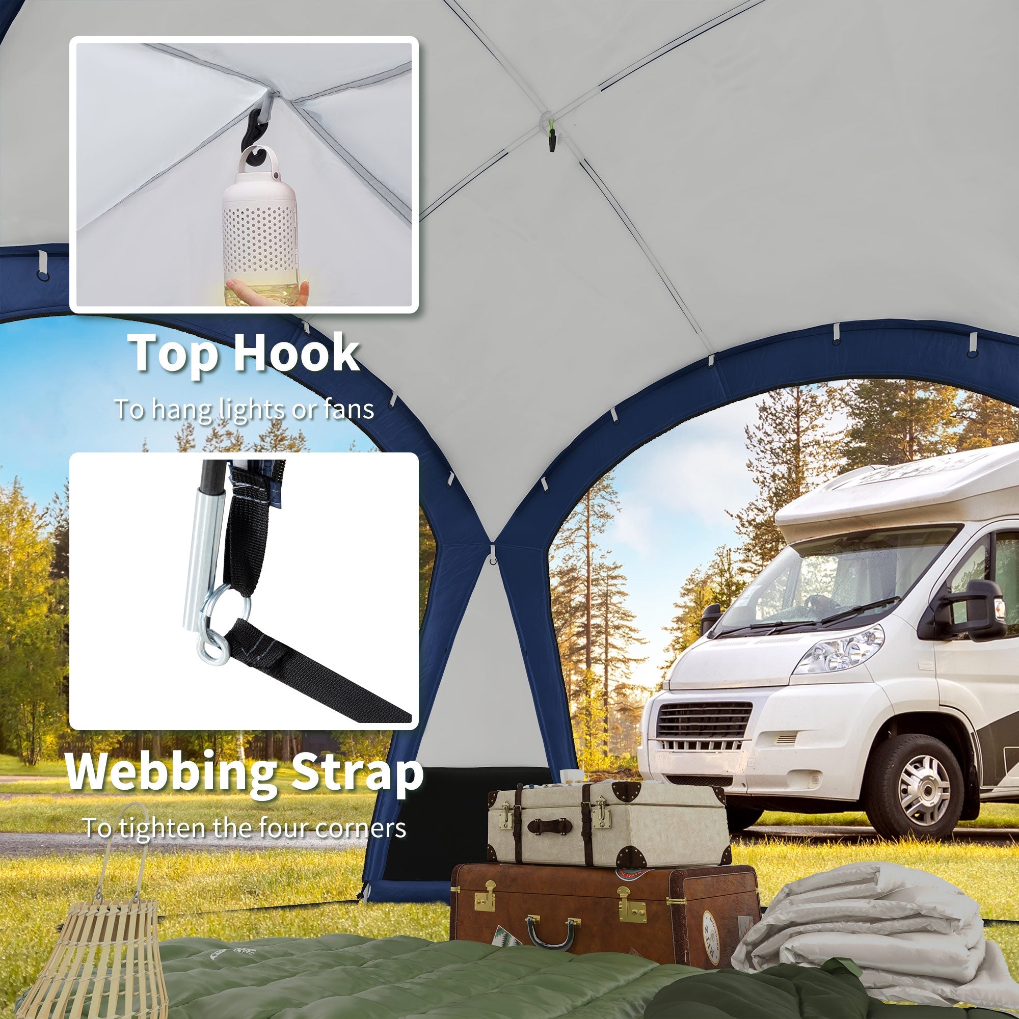 Dome Tent for 6-8 Person Camping Tent w/ Zipped Mesh Doors Lamp Hook Outsunny