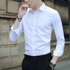 Men's White Long-sleeve Shirt Trendy Business Slim-fit For Work