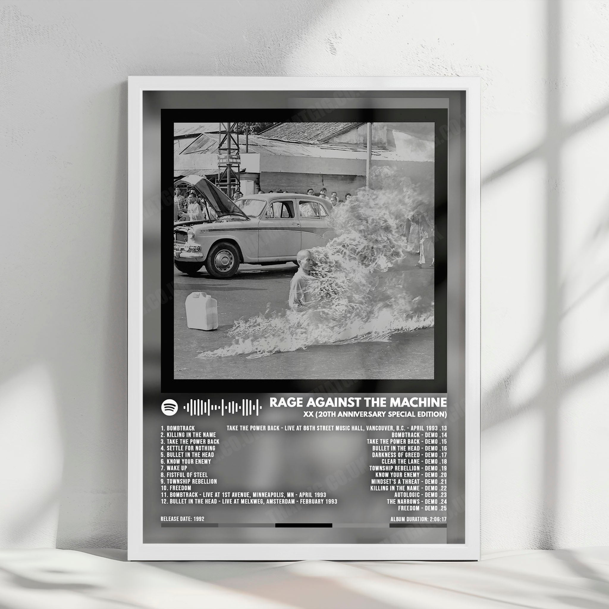 Rage Against the Machine "Rage Against the Machine" Album Cover Poster - with Complete Tracklist